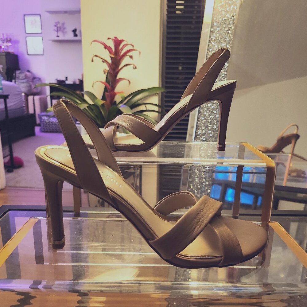 Kenneth Cole Nude Leather Strappy High Heel Sandal
